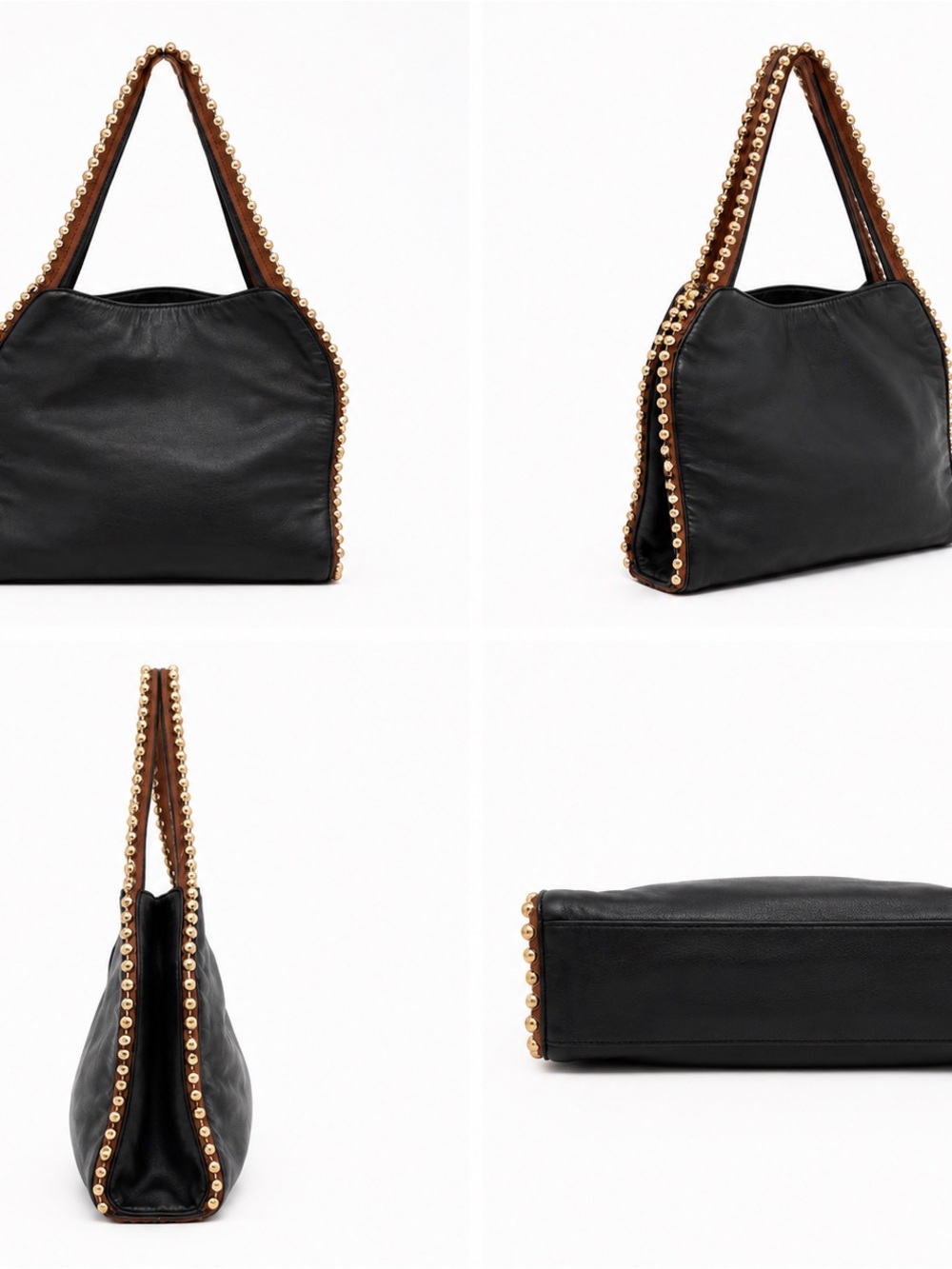 Big Budha Black Stud-Trim Leather Shoulder Bag